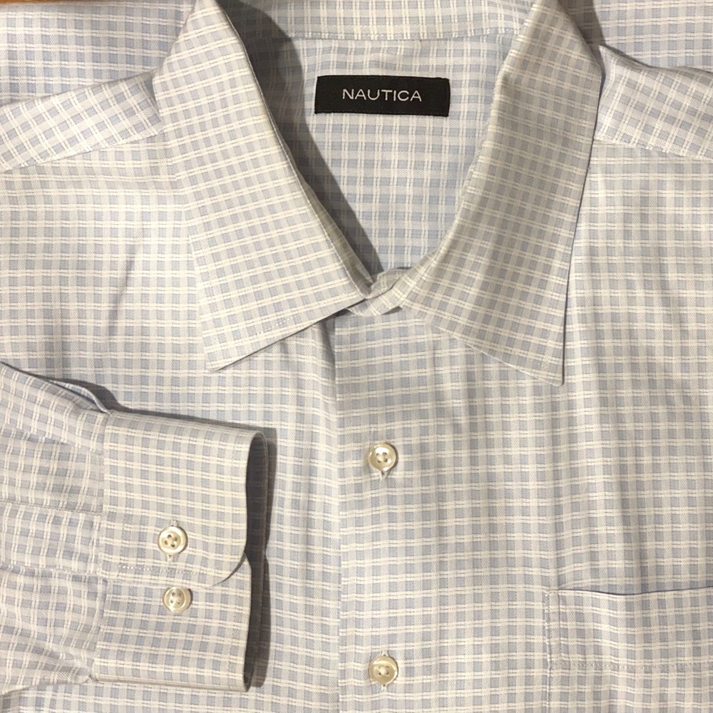 Nautical Pale Blue and White Dress Shirt